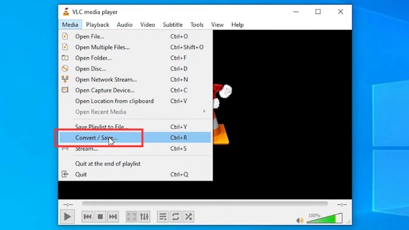 go to convert and save in vlc