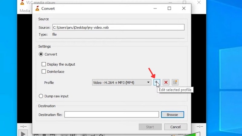open the profile settings in vlc