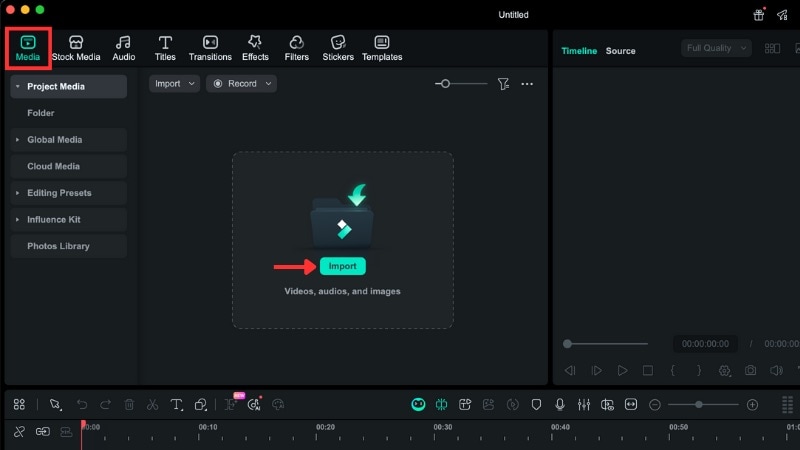 import your vob files into filmora