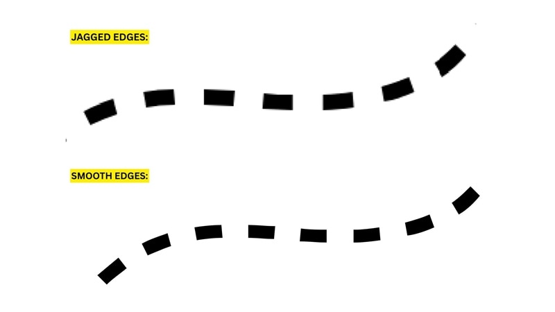 harsh or jagged edges