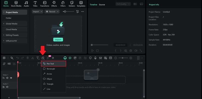 select pen tool from drawing tools