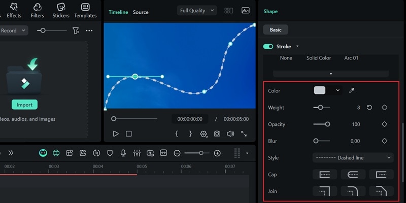 adjust the dashed line look