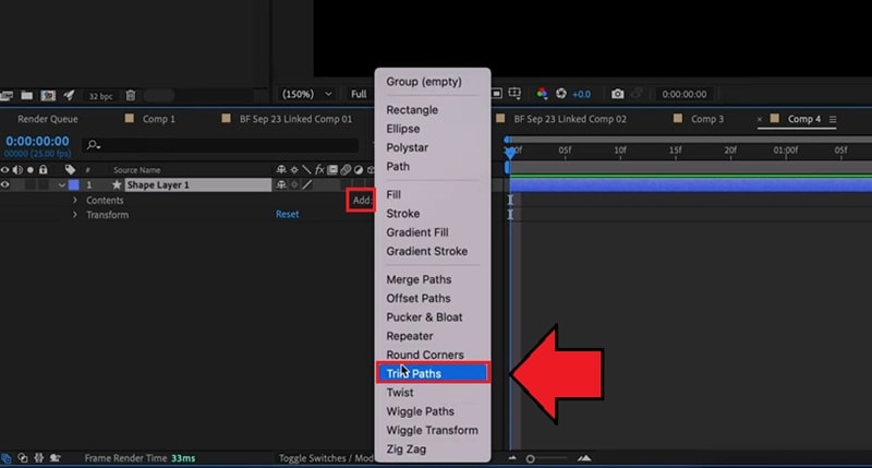 select add trim paths