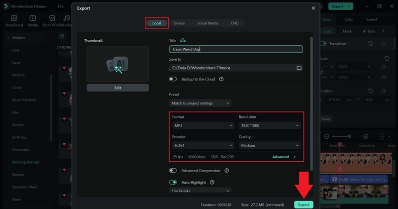 export your video