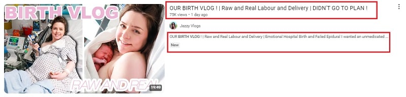 write compelling birth vlog video title