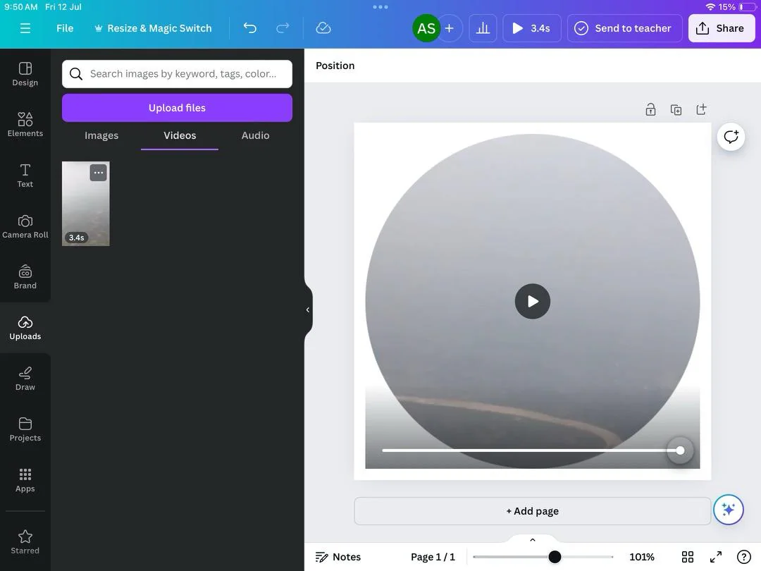 canva add video in the circle