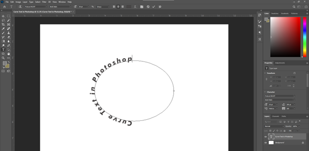 photoshop ellipse enter text