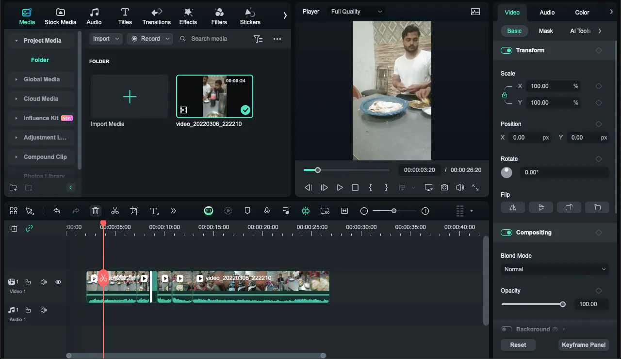 use cutting feature and cut video