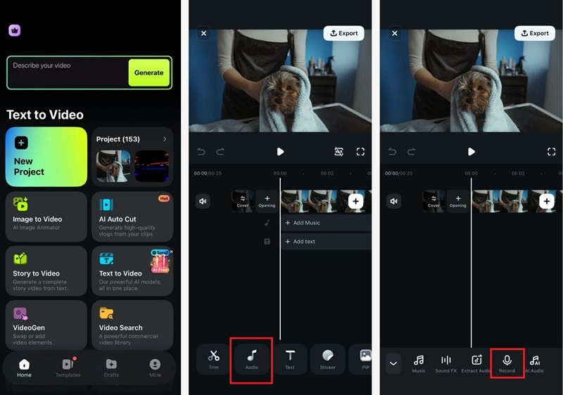 record voiceover in filmora app