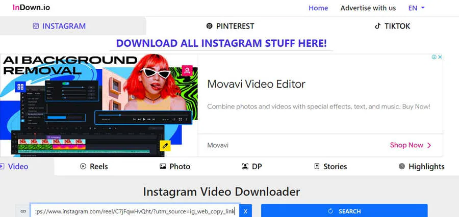 indown Instagram downloader online