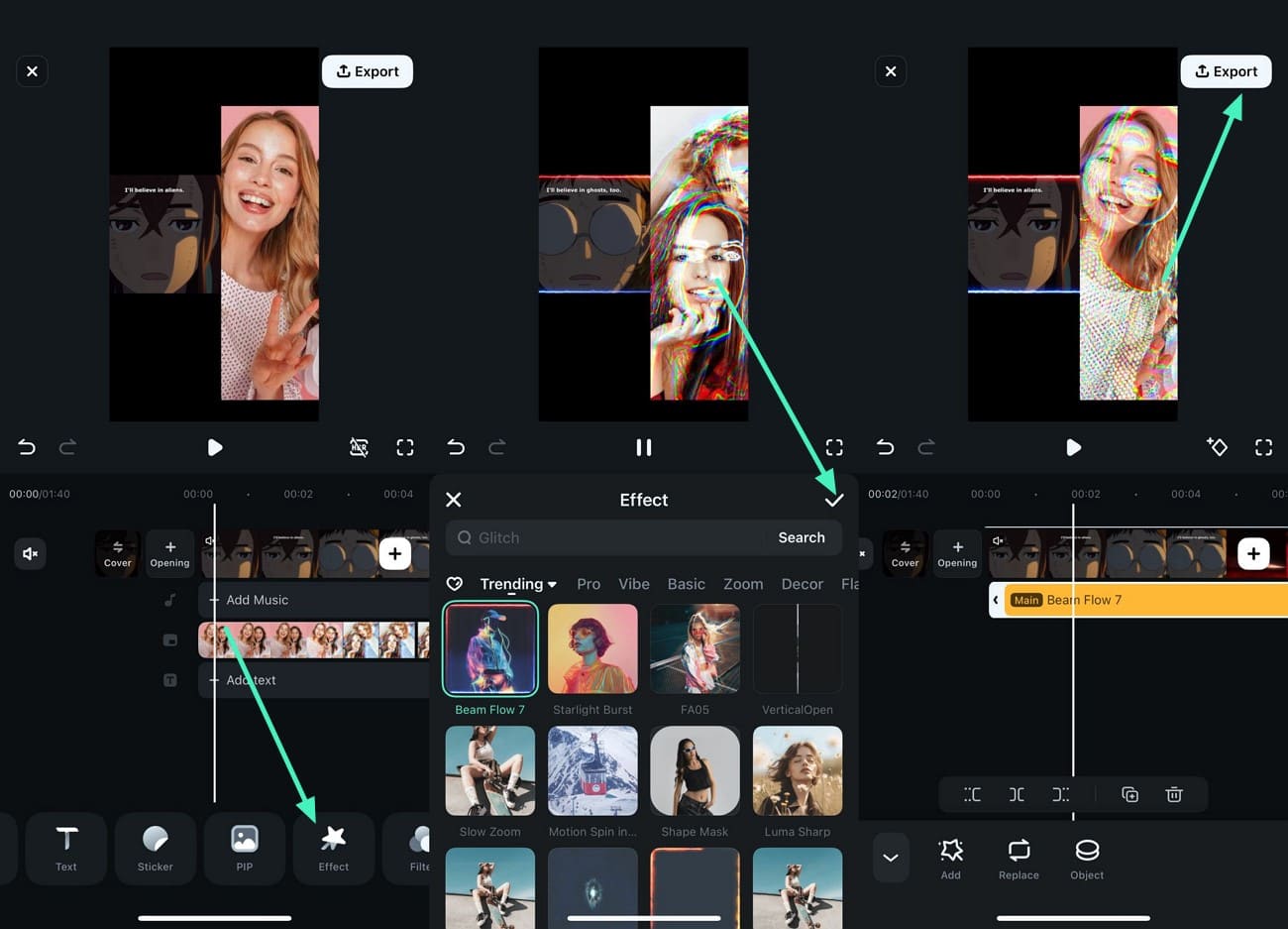 apply effects save video
