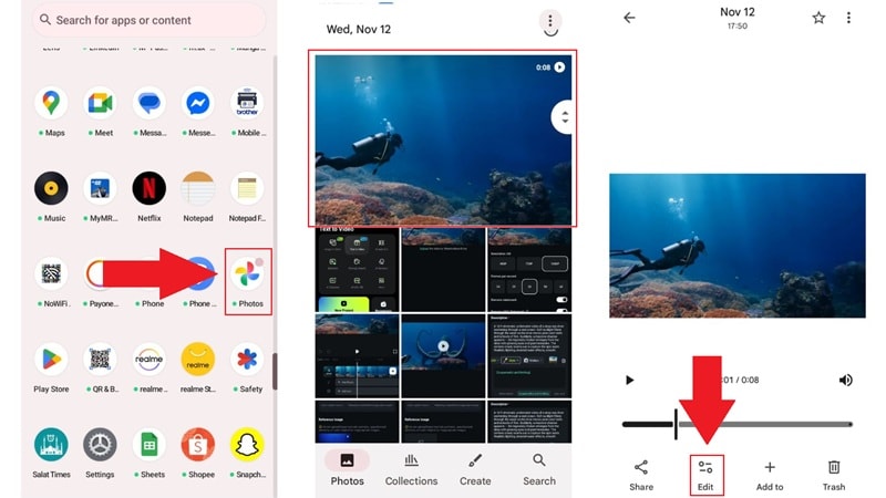 access google photos and click edit