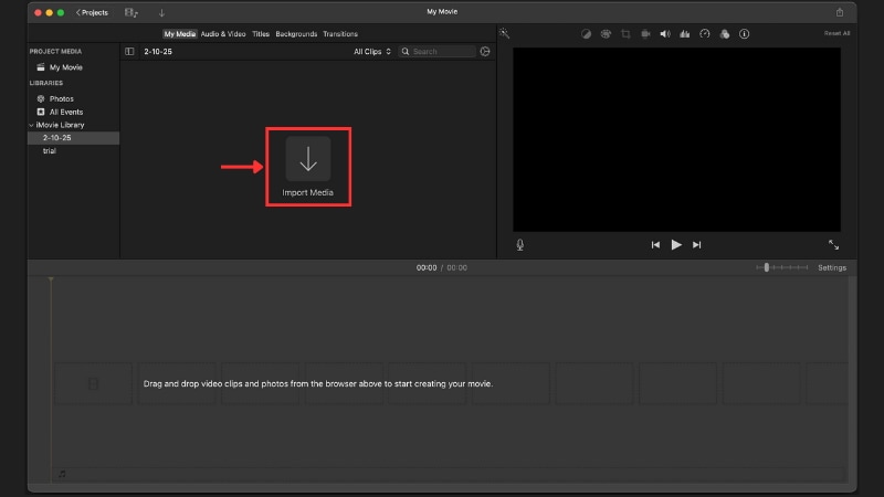 import media to imovie