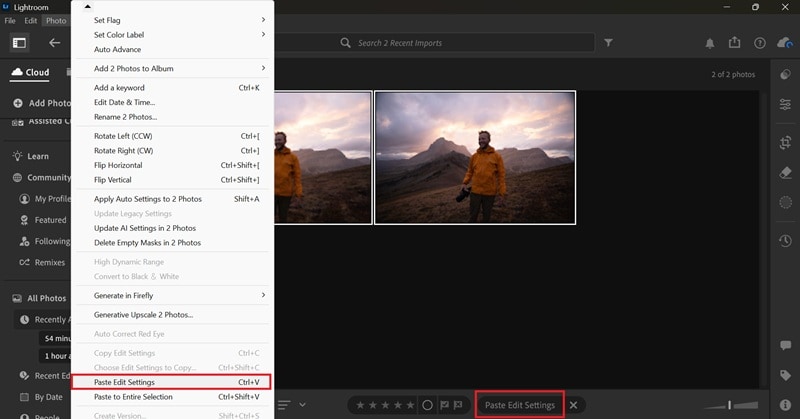 Lightroom CCで複数画像を一括強化