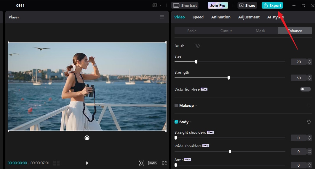 export enhanced videos from capcut