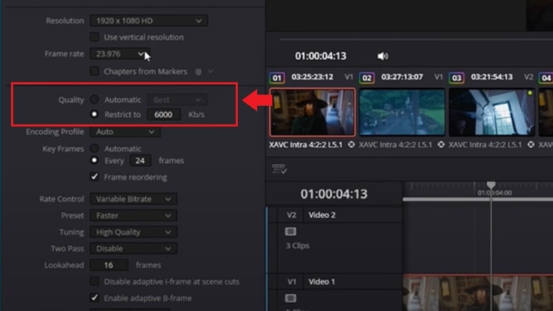 adjust the export quality