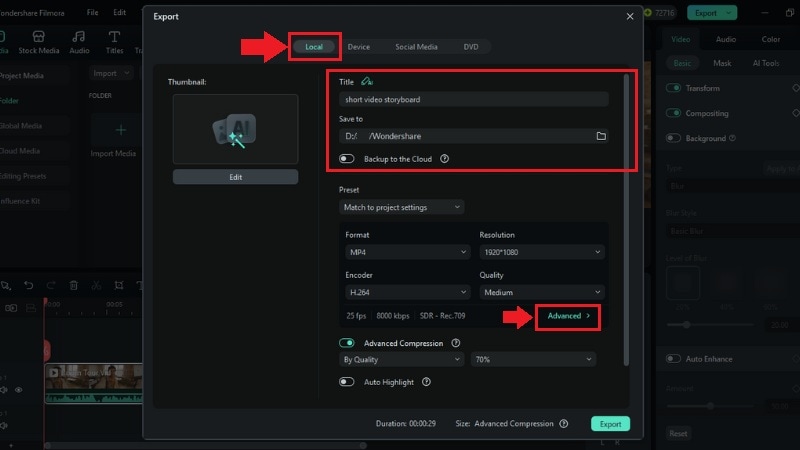 select local to save the video