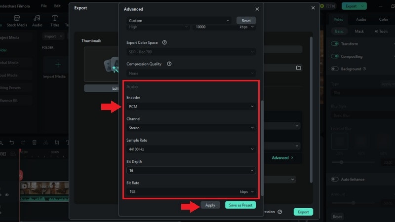 change the audio settings