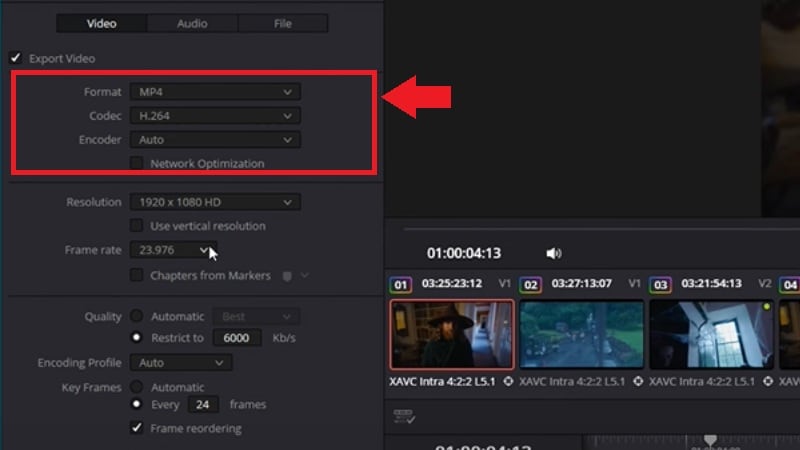 set the video format and codec