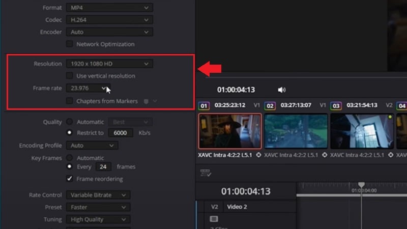 set the resolution and frame rate