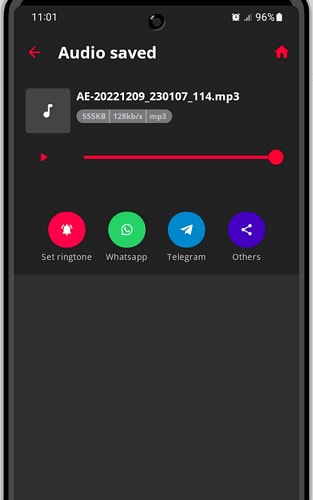 finish extracting audio from avi on android