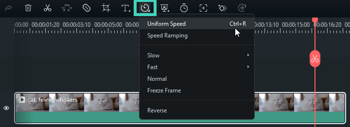 uniform speed feature in filmora