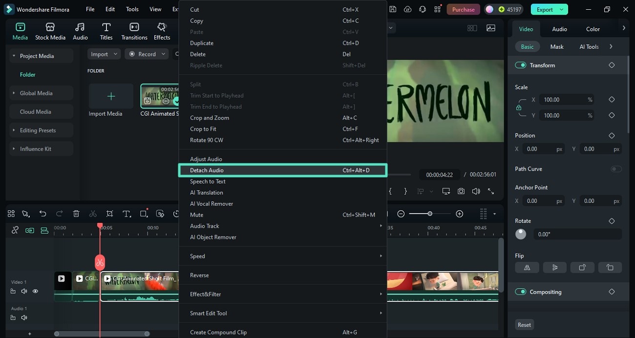 detach audio from video