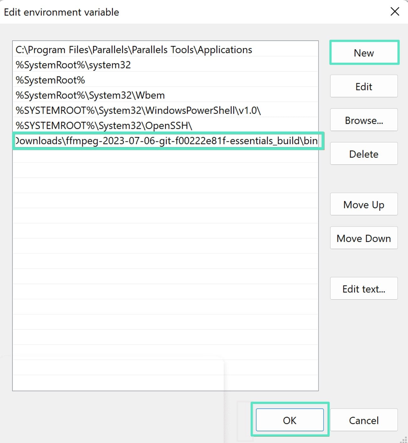 paste the bin directory path