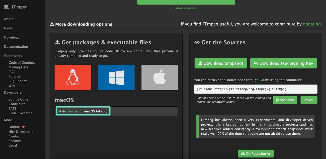 choose macos ffmpeg version