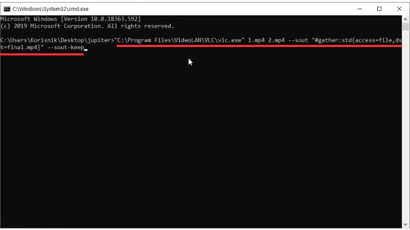 paste the text into the command prompt