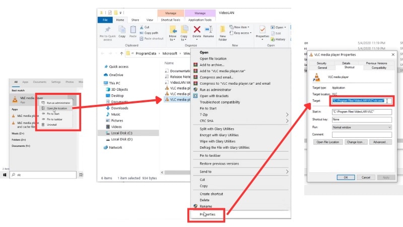 how to find the vlc location path
