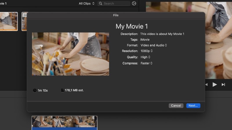 export the video to your device