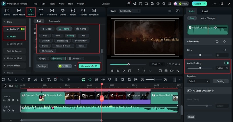 create custom music using filmora ai