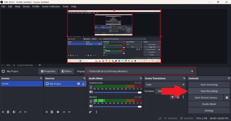 click start recording