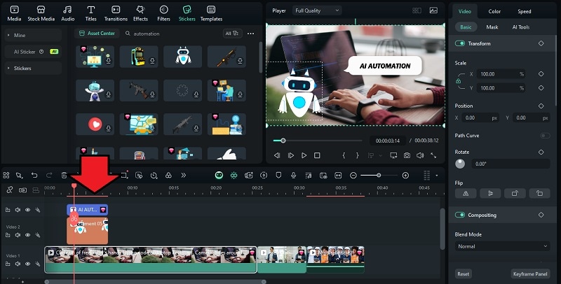 add animated stickers to pitch video