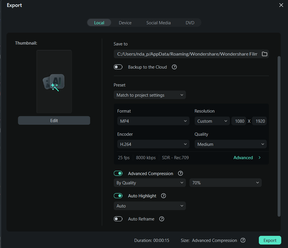 export and share the results