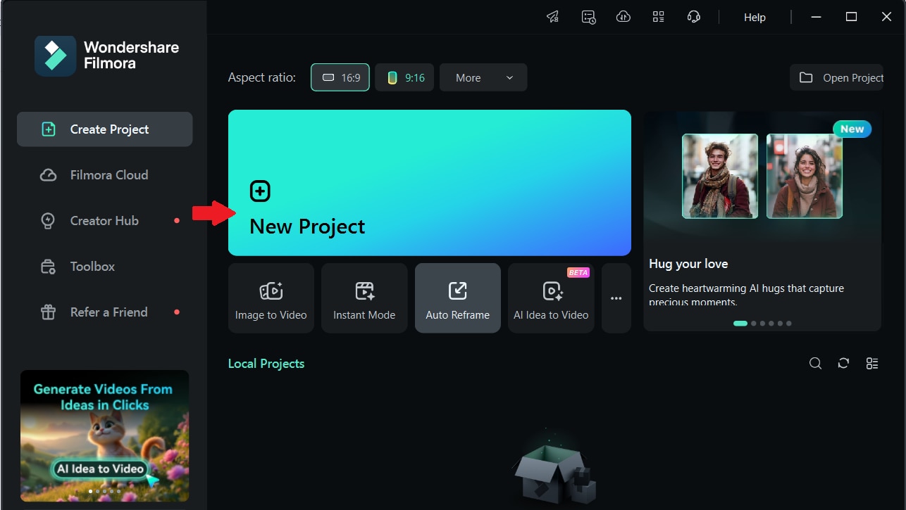 select new project