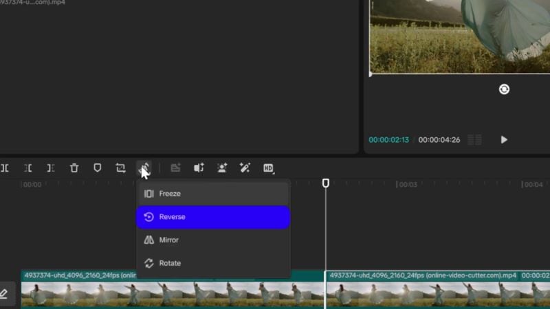 reverse clip on capcut