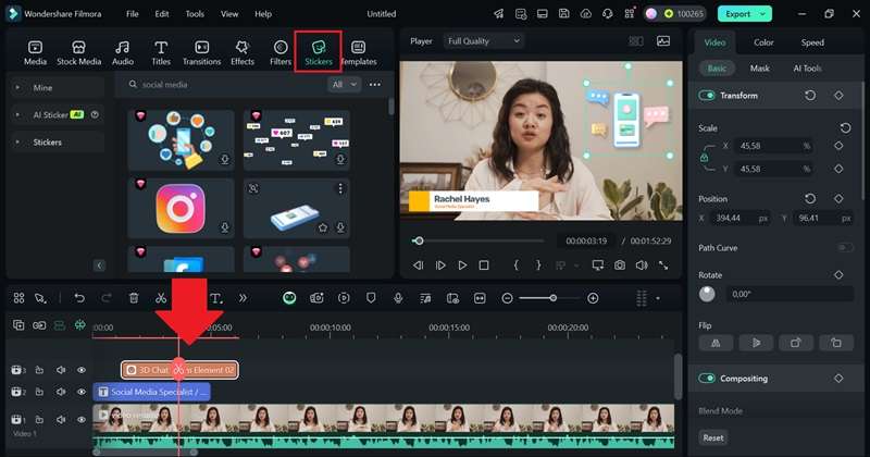 add relevant stickers to video