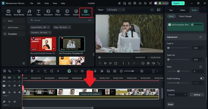 use templates for resume video