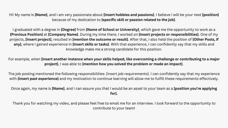 cv video script example