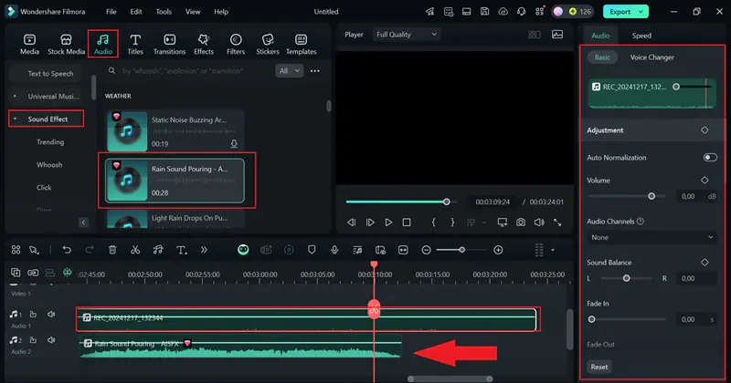 add sound effect to narration