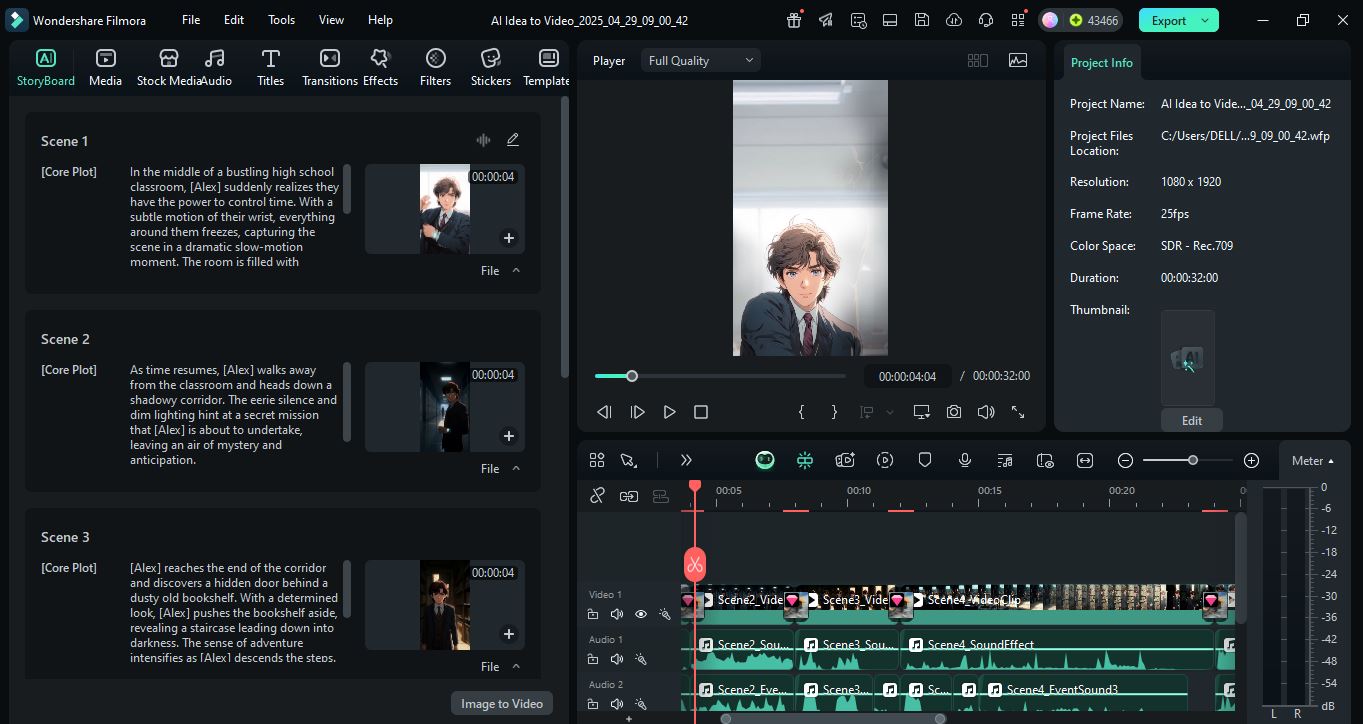 generate anime reel in filmora