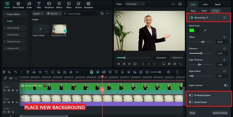 replace background in filmora