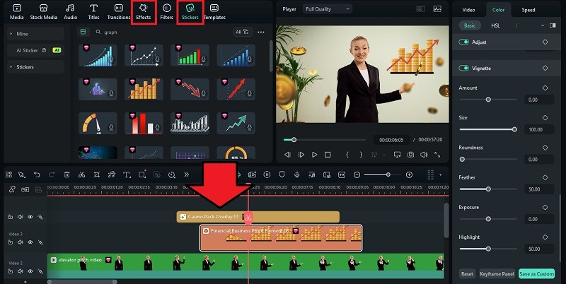 add animated stickers and effects