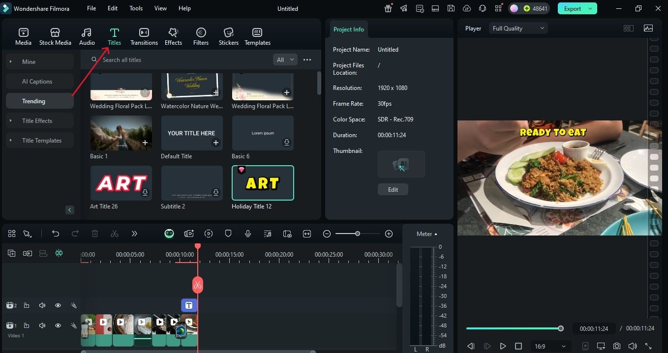 add titles to your vide