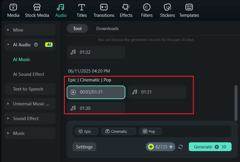generated ai music results