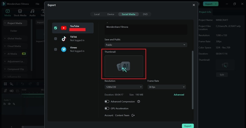 select ai thumbnail on filmora