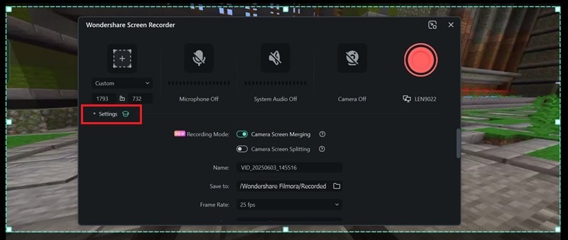 adjust recording settings