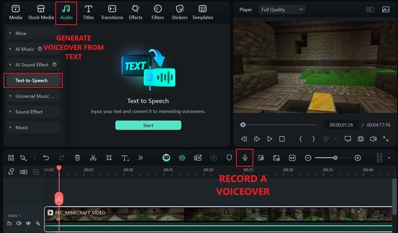 add voiceover to minecraft video